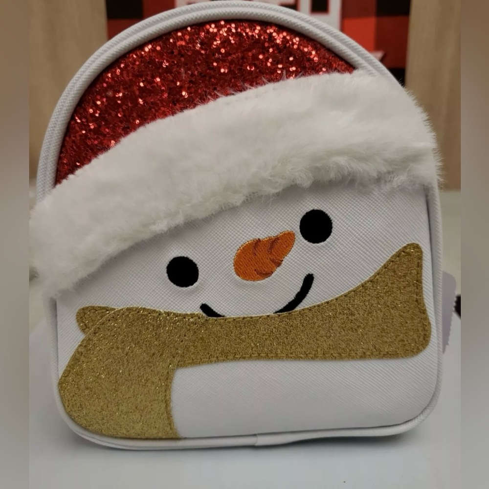 BATH AND BODY WORKS SNOWMAN MAKEUP COSMETIC BEAUTY BAG POUCH CASE